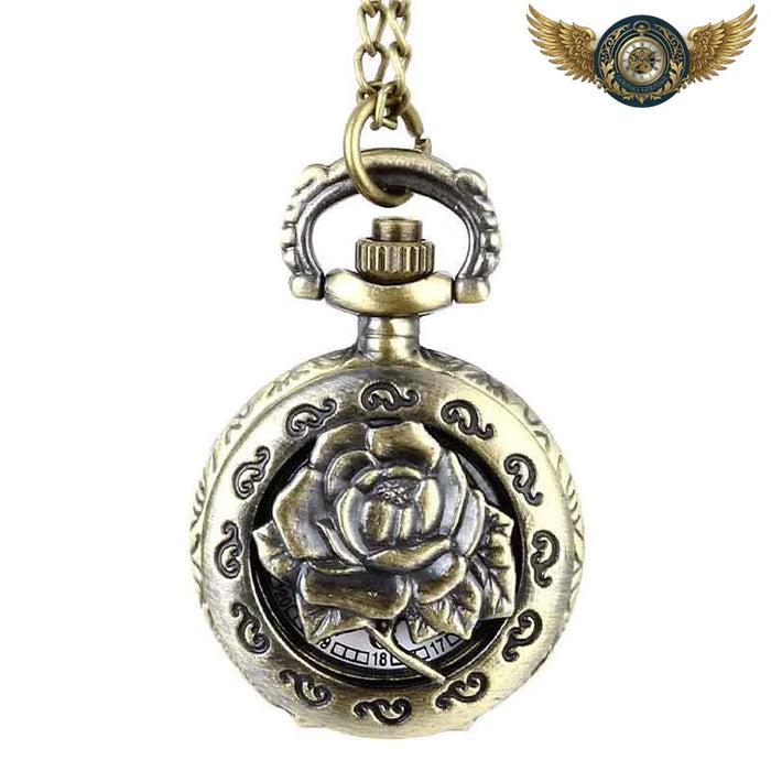 La Rose d'Ornement – Montre Pendentif Savonnette Bronze Floral - Vue 1 - Gousset-heritage