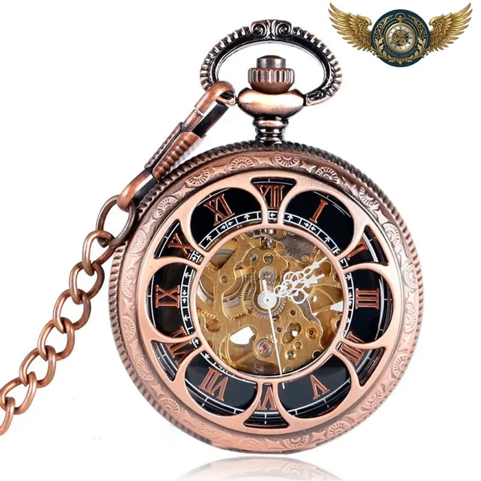 La Roseraie Automatique - Montre Gousset Squelette Or Rose Ajouré - Or Rose - Gousset-heritage