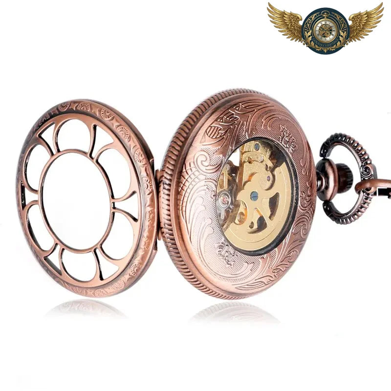 La Roseraie Automatique - Montre Gousset Squelette Or Rose Ajouré - Vue 4 - Gousset-heritage