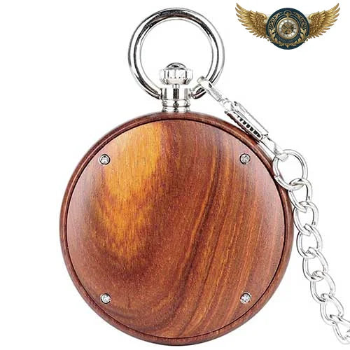 La Sylva – Montre Gousset Open Face Bois Veiné Quartz - Vue 2 - Gousset-heritage
