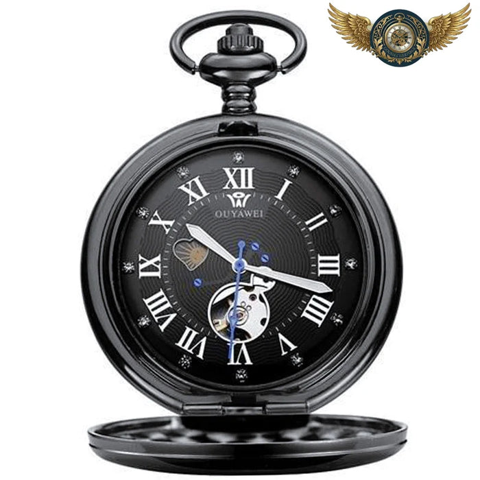 Le Balancier - Montre Gousset Mécanique Chasseur Open Heart - Noir - Gousset-heritage