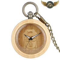 Le Bodhi - Montre de poche en Bois Clair à Gravure Zen - Gousset-heritage