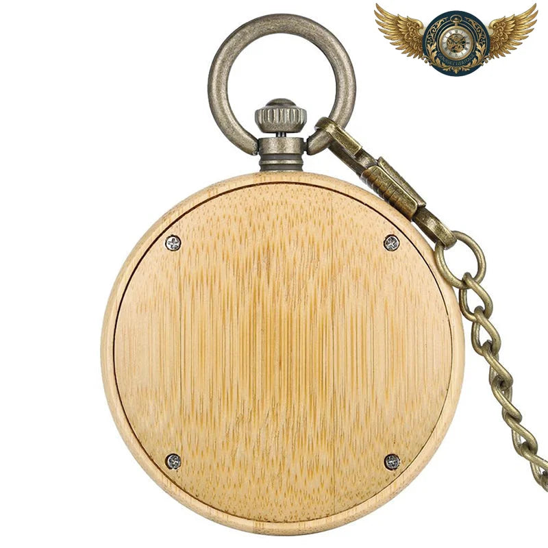 Le Bodhi - Montre de poche en Bois Clair à Gravure Zen - Vue 2 - Gousset-heritage