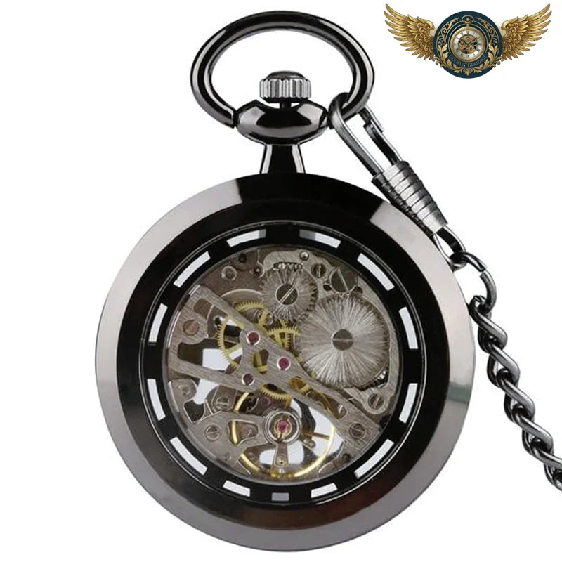 Le Calibre Noir – Montre Gousset Squelette Mécanique Manuelle - Vue 2 - Gousset-heritage