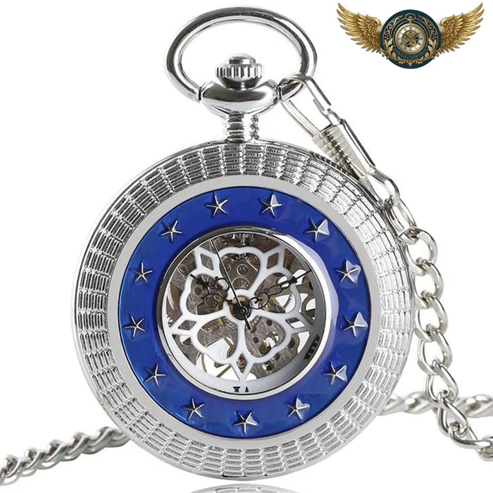 Le Céleste - Montre de Poche Demi Chasseur Mécanique Bleu Cobalt - Vue 1 - Gousset-heritage