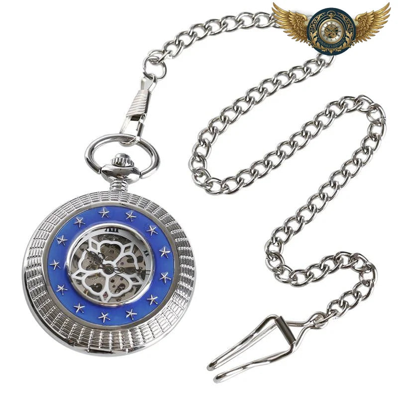 Le Céleste - Montre de Poche Demi Chasseur Mécanique Bleu Cobalt - Vue 4 - Gousset-heritage