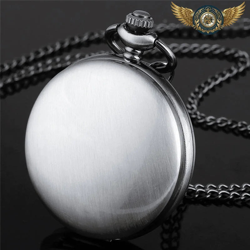 Le Chasseur Quartz | Montre de Poche Acier Brossé Mat - Chaine pour collier (80 cm) - Gousset-heritage
