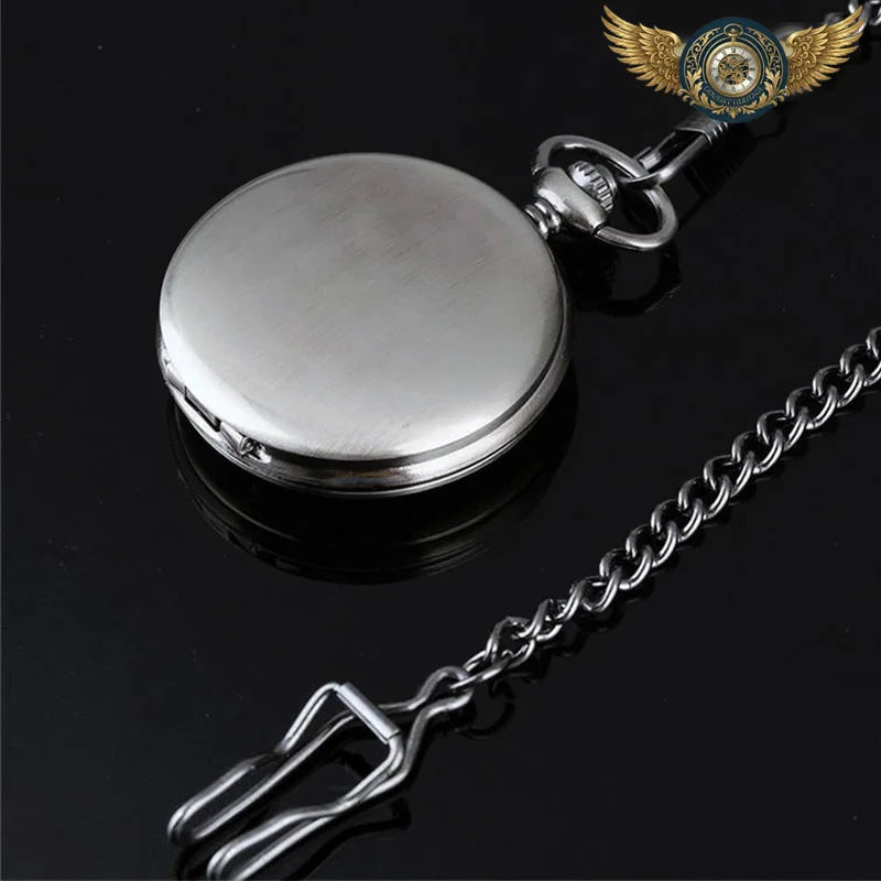 Le Chasseur Quartz | Montre de Poche Acier Brossé Mat - Chaine pour gilet (30 cm) - Gousset-heritage