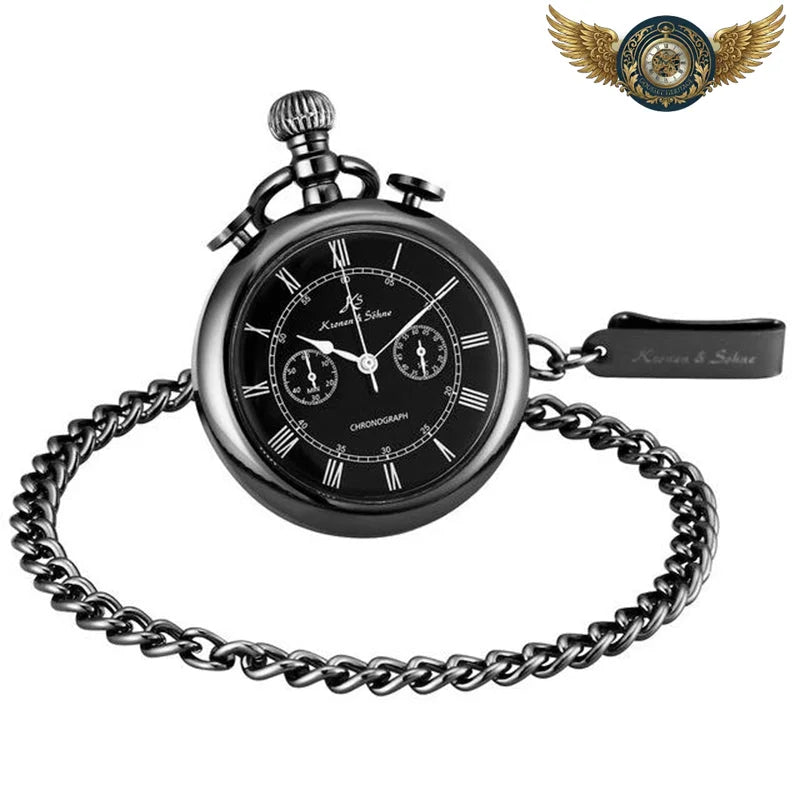 Le Chronographe Néo-Victorien | Montre Gousset Quartz 47mm - Noir - Gousset-heritage