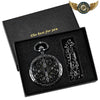 Le Chronographe Spectre - Montre Gousset Mécanique Squelette Ajourée - Noir - Gousset-heritage