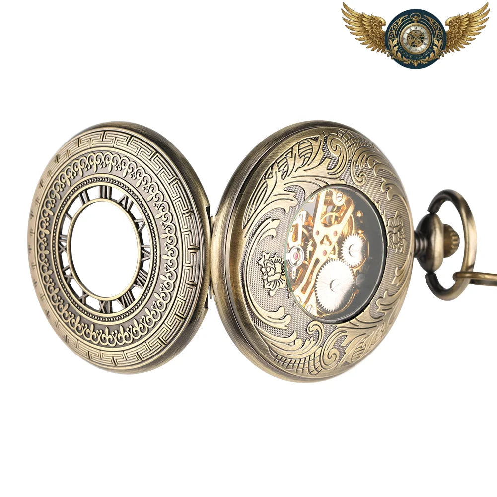 Le Chronos - Montre Gousset Mécanique Squelette Bronze Patiné - Vue 3 - Gousset-heritage