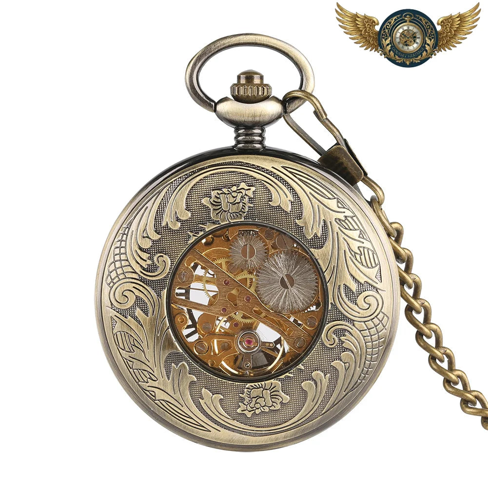 Le Chronos - Montre Gousset Mécanique Squelette Bronze Patiné - Vue 4 - Gousset-heritage