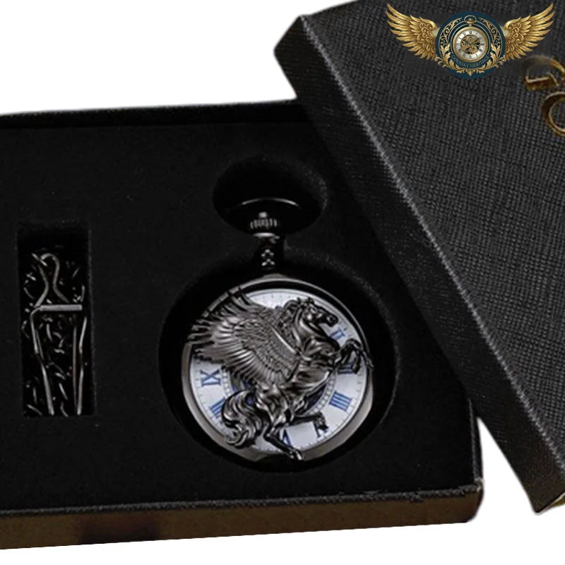 Le Chronos Ailé - Montre Gousset Mécanique Full-Hunter Cuivré - Noir - Gousset-heritage