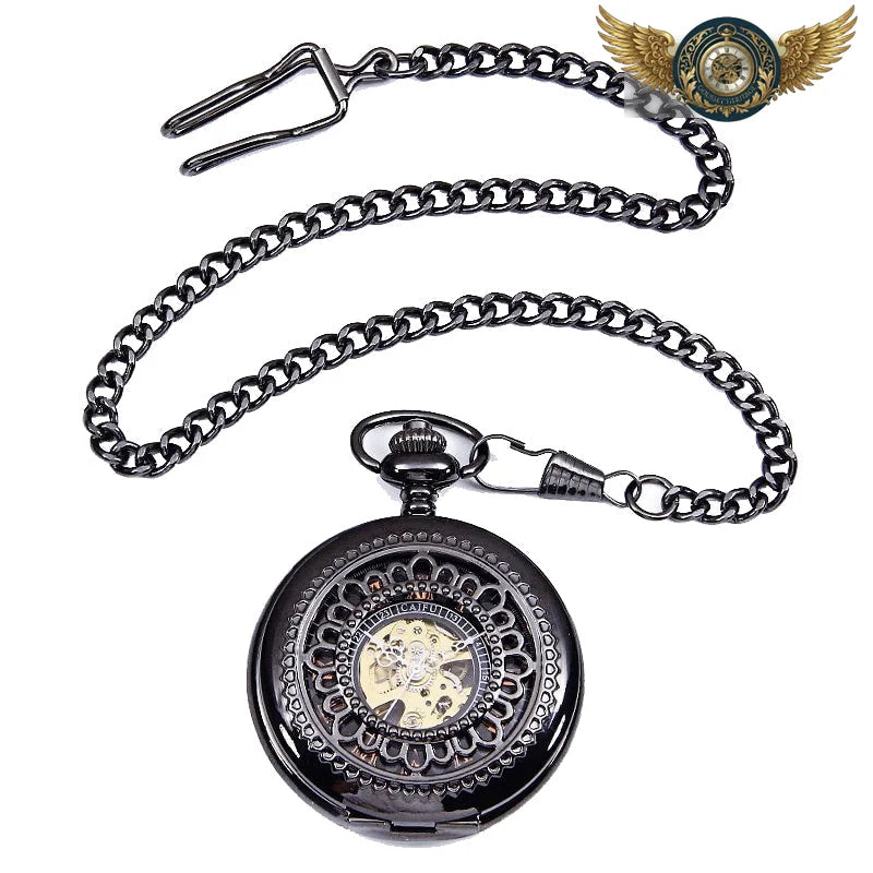 Le Chronos Noir - Montre de Poche Mécanique Demi-Chasseur - Vue 5 - Gousset-heritage