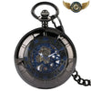 Le Chronos Noir : Montre Gousset Demi-Chasseur, Cœur Bleu Squelette - Vue 1 - Gousset-heritage