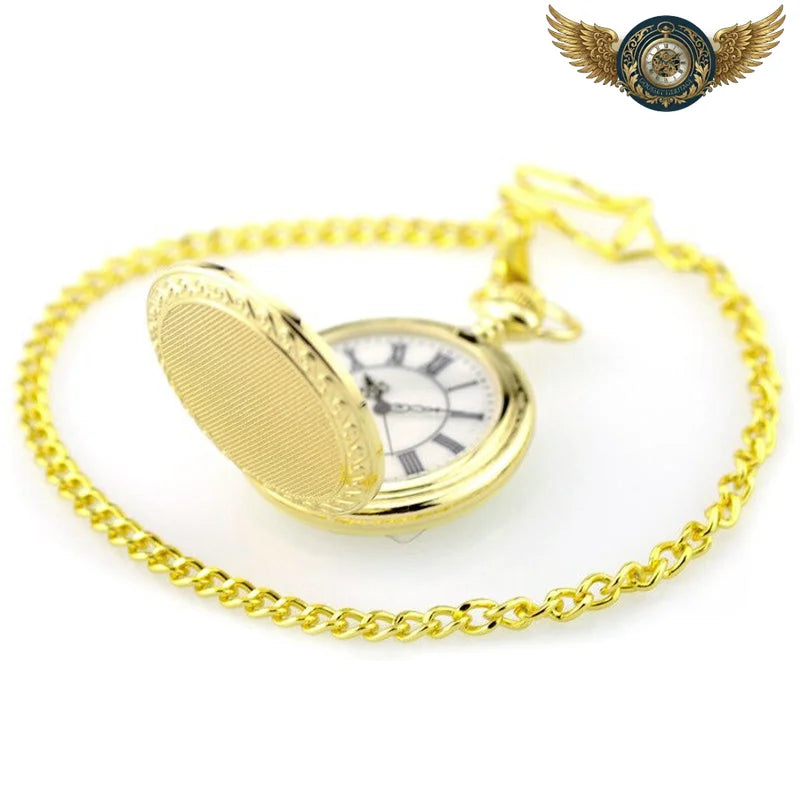 Le Classique - Montre de Poche Chasseur Dorée Quartz - Vue 3 - Gousset-heritage