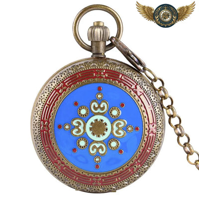 Acheter Le Curieux | Montre Gousset Mécanique Double Clapet Émaillé - Gousset-heritage