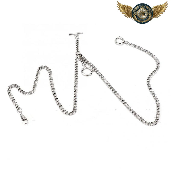 Le Dandy - Chaîne Double Albert Acier Argent Brillant - Vue 1 - Gousset-heritage