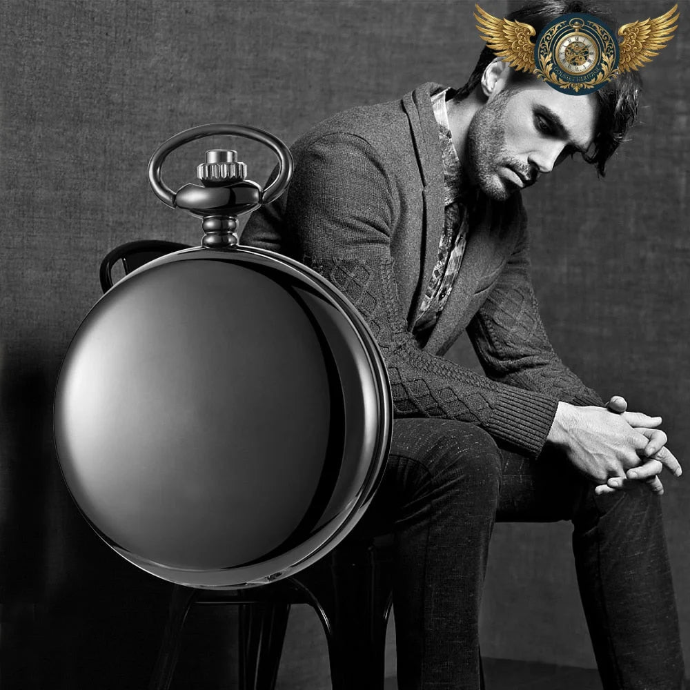 Le Dandy - Montre Gousset Mécanique Squelette Double Chasseur Noir - Vue 3 - Gousset-heritage
