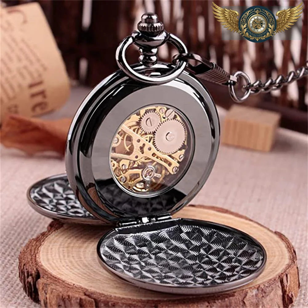 Le Dandy - Montre Gousset Mécanique Squelette Double Chasseur Noir - Vue 4 - Gousset-heritage