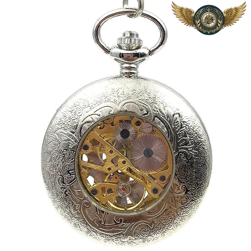 Le Dandy Argenté - Montre de Poche Chasseur Squelette Manuel - Vue 2 - Gousset-heritage
