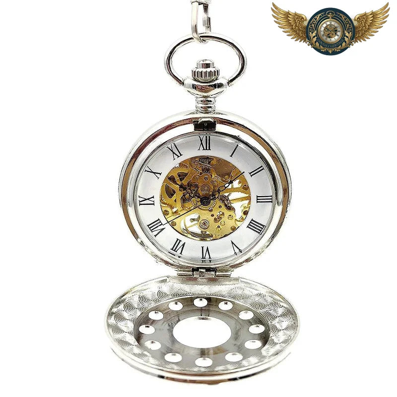 Le Dandy Argenté - Montre de Poche Chasseur Squelette Manuel - Vue 3 - Gousset-heritage