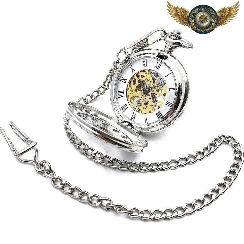 Le Dandy Argenté - Montre de Poche Chasseur Squelette Manuel - Vue 6 - Gousset-heritage