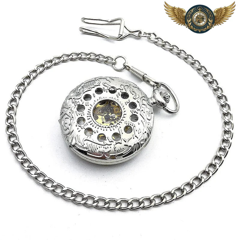 Le Dandy Argenté - Montre de Poche Chasseur Squelette Manuel - Vue 7 - Gousset-heritage