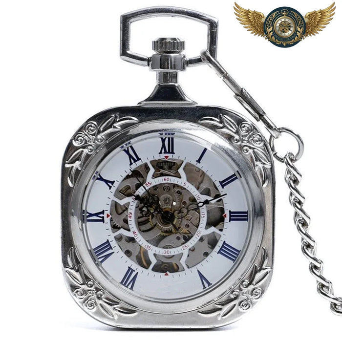 Le Dandy Argenté | Montre Gousset Mécanique Forme Coussin Open-Heart - Vue 1 - Gousset-heritage