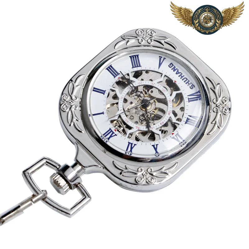 Le Dandy Argenté | Montre Gousset Mécanique Forme Coussin Open-Heart - Vue 5 - Gousset-heritage