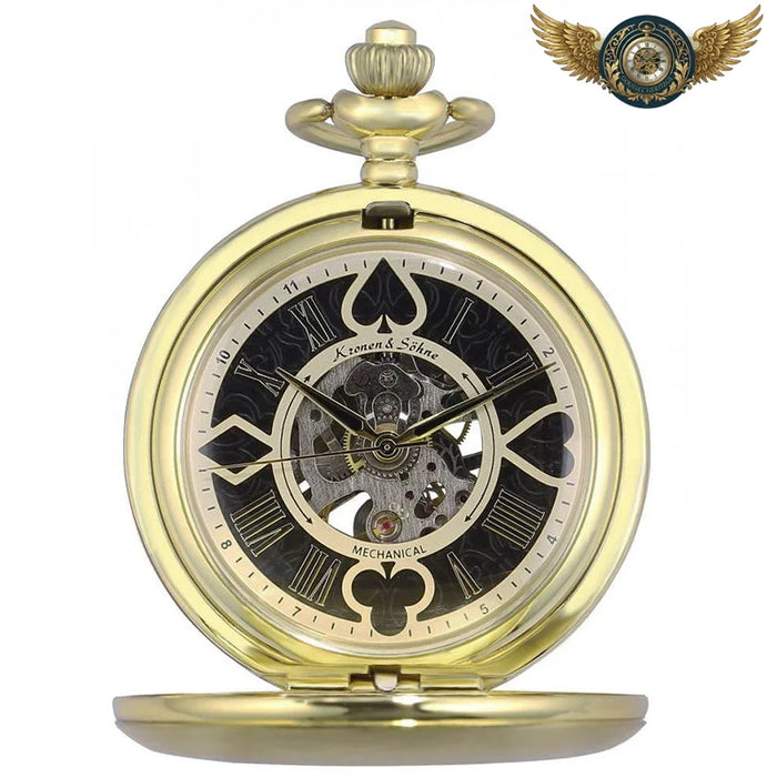 Le Dandy Audacieux - Montre Gousset Mécanique Squelette Dorée - Vue 1 - Gousset-heritage