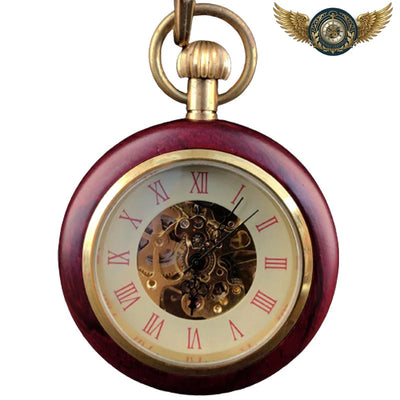 Acheter Le Dandy Bois Rouge - Montre Gousset Mécanique Squelette - Gousset-heritage
