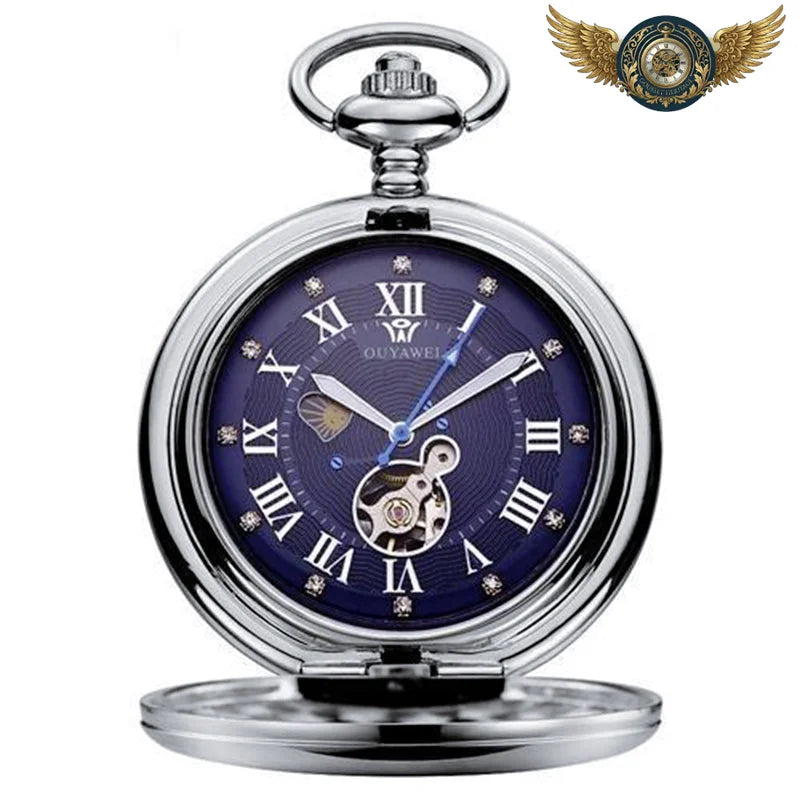 Le Dandy Céleste | Gousset Mécanique Full Hunter Phases de Lune - Argent - Gousset-heritage
