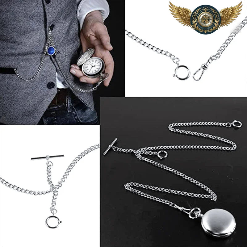 Le Dandy Classique - Chaîne Double Albert Maille Gourmette Or/Argent - Vue 4 - Gousset-heritage