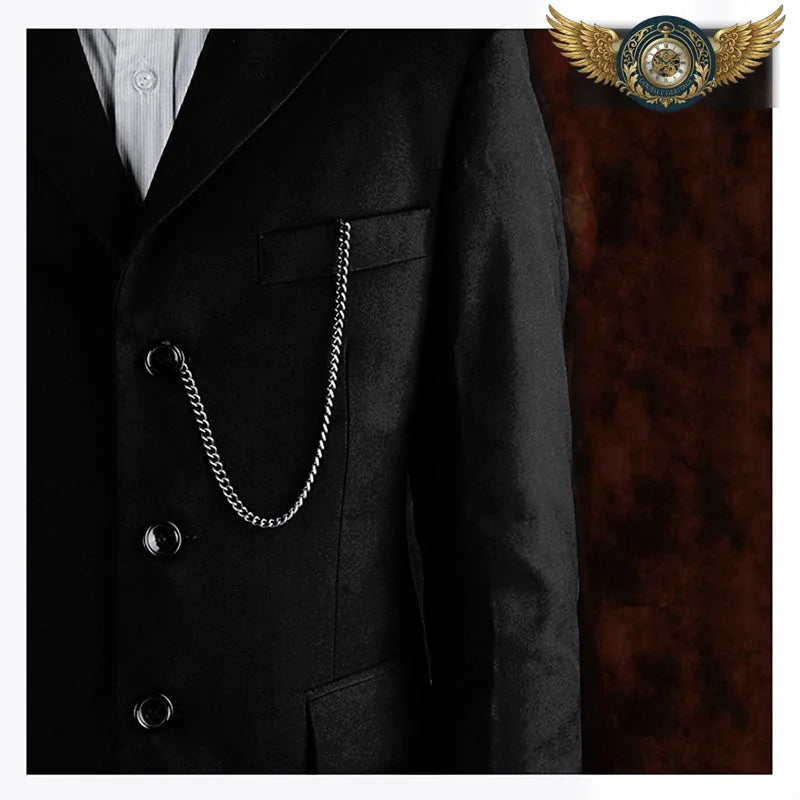 Le Dandy Classique - Chaîne Double Albert T-Bar Acier Poli - Vue 3 - Gousset-heritage
