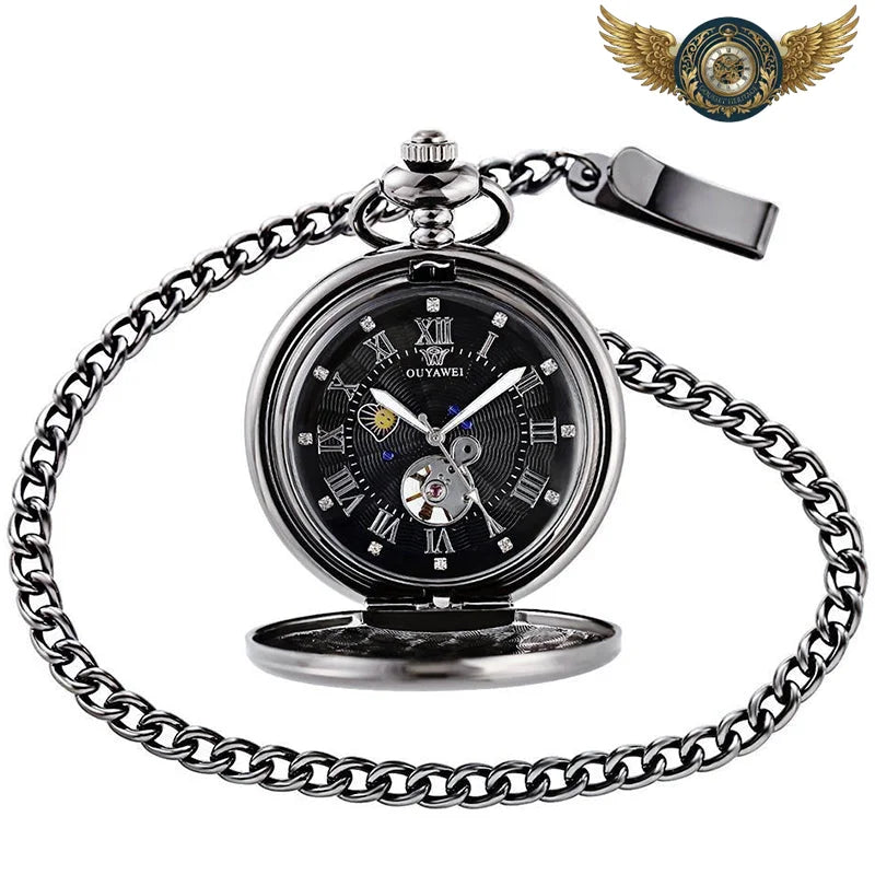 Le Dandy Mécanique | Montre Gousset Clapet Phases Lunaires - Noir - Gousset-heritage