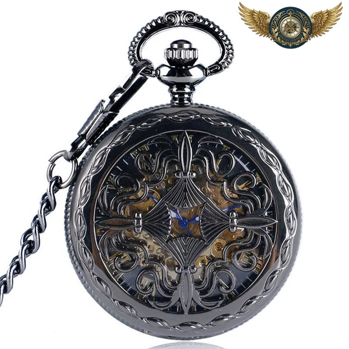Le Dandy Noir - Montre Gousset Automatique Squelette Gunmetal - Vue 1 - Gousset-heritage