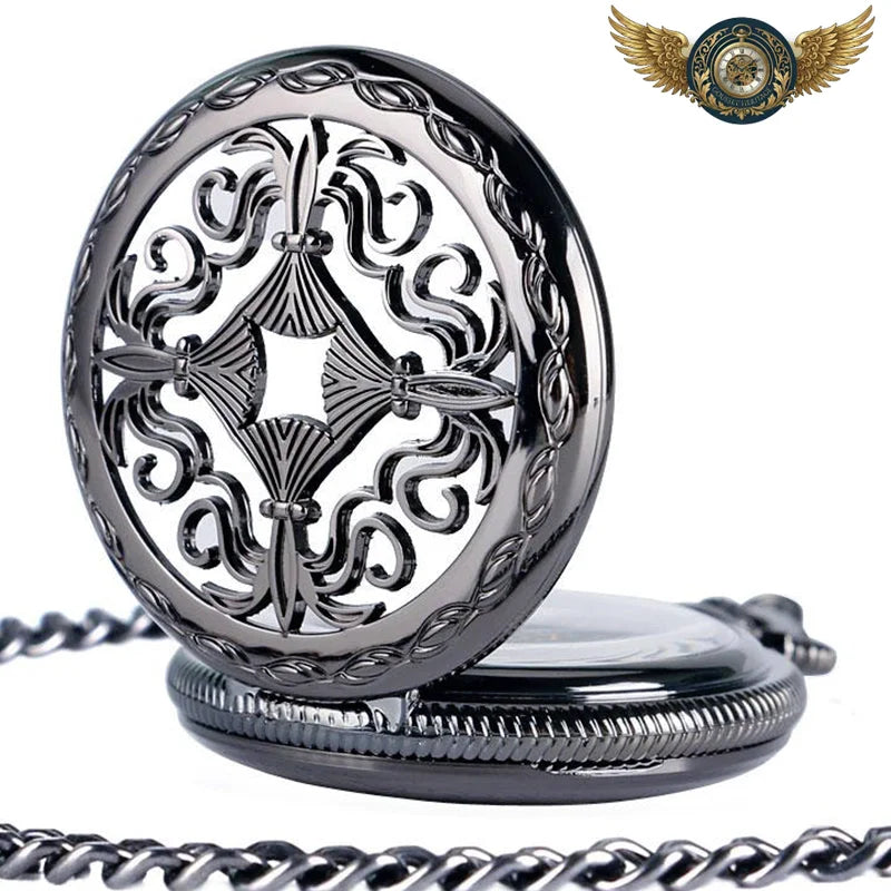 Le Dandy Noir - Montre Gousset Automatique Squelette Gunmetal - Vue 4 - Gousset-heritage