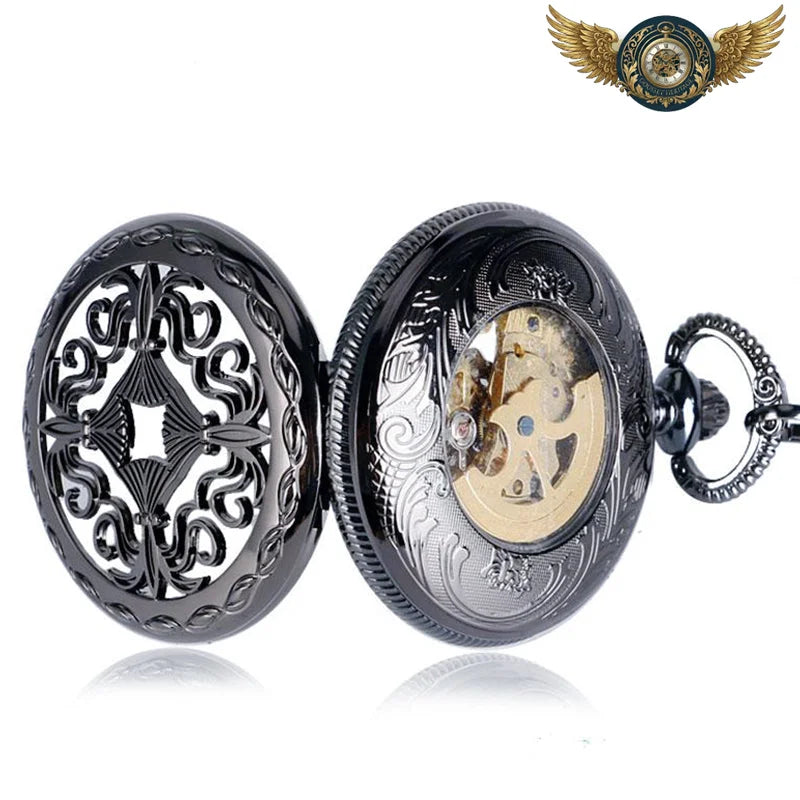Le Dandy Noir - Montre Gousset Automatique Squelette Gunmetal - Vue 5 - Gousset-heritage