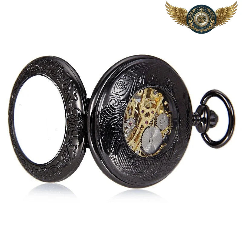Le Dandy Noir - Montre Gousset Mécanique Squelette 45 mm - Vue 6 - Gousset-heritage