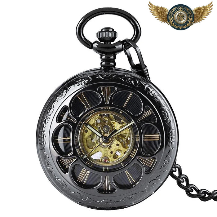 Le Dandy Noir - Montre Gousset Squelette Mécanique Demi-Chasseur - Vue 1 - Gousset-heritage