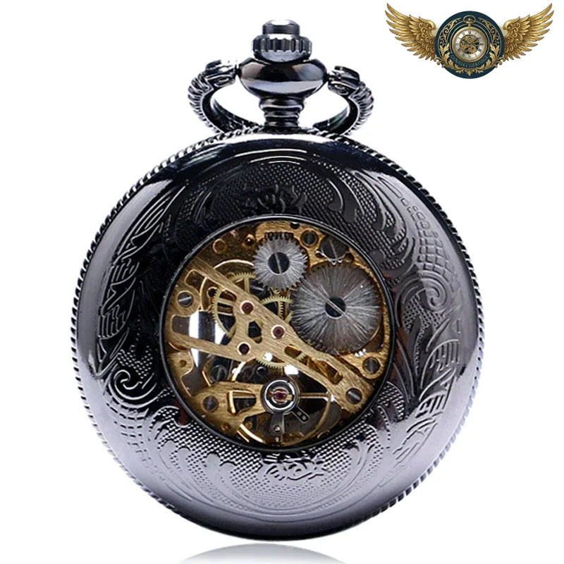 Le Dandy Obscur - Montre de Poche Mécanique Chasseur Graphite - Vue 4 - Gousset-heritage