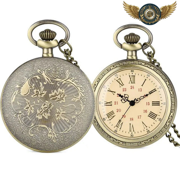 Le Dandy Patiné - Montre de Poche Bronze Quartz & Gravures - Bronze - Gousset-heritage