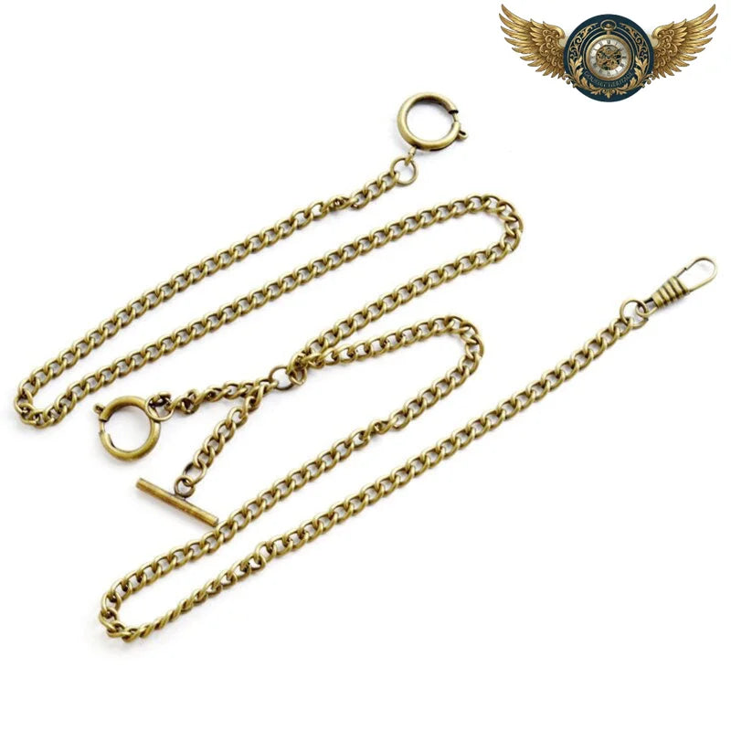 Le Dandy Victorien - Chaîne Double Albert Gourmette Patinée - 65cm T Shaped Bronze - Gousset-heritage