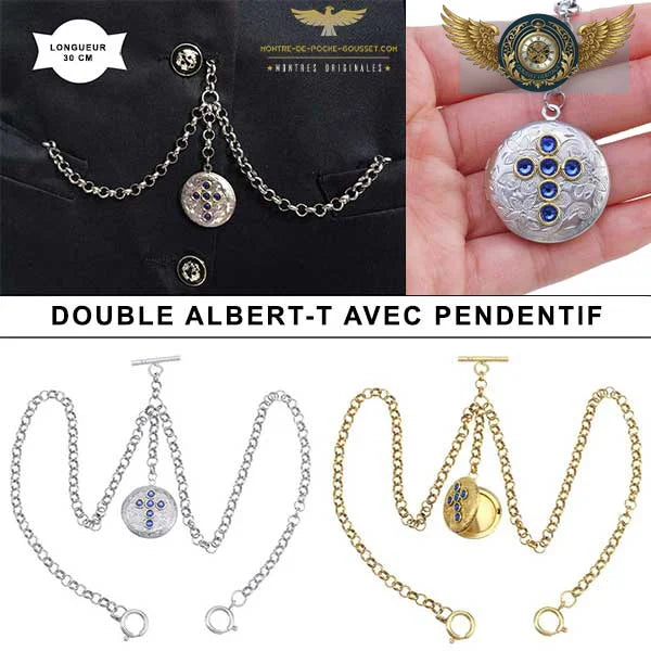Le Dandy Victorien - Chaîne Double Albert de Cérémonie - Vue 3 - Gousset-heritage
