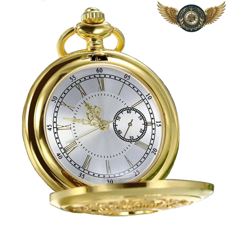Le Dandy – Montre Gousset Demi-Chasseur Gravée Dorée Quartz - Vue 2 - Gousset-heritage