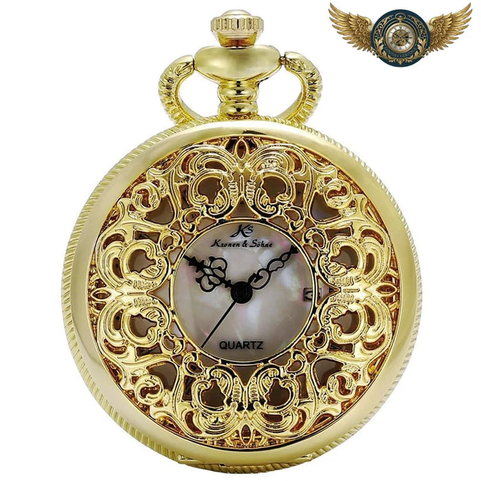 Le Dandy – Montre Gousset Demi-Chasseur Quartz Nacre Antique - Vue 1 - Gousset-heritage