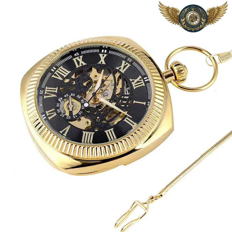 Le Dandy – Montre Gousset Squelette Mécanique Boîtier Coussin Or - Vue 2 - Gousset-heritage