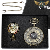 Le Dandy – Montre de Poche Demi-Chasseur Quartz Gravée Rétro - modèle Bronze - Gousset-heritage
