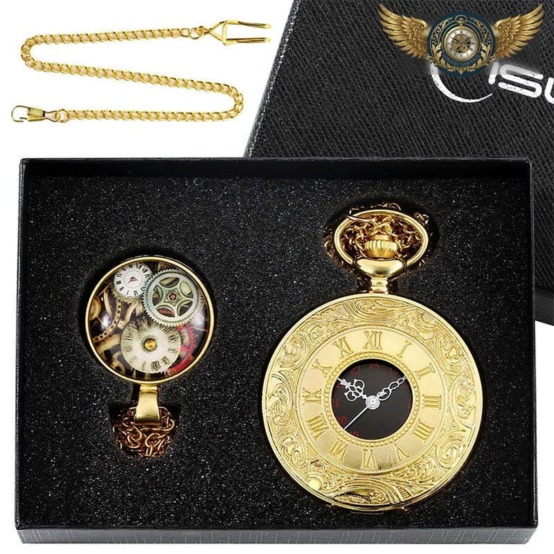 Le Dandy – Montre de Poche Demi-Chasseur Quartz Gravée Rétro - Or - Gousset-heritage